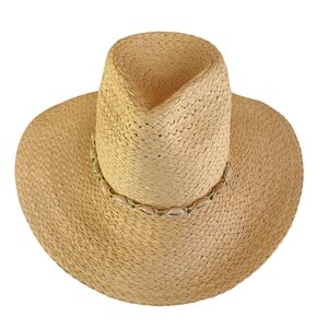 San Diego Hat Co Four Buttons Cowrie Shell Straw Cowboy Sun Hat
